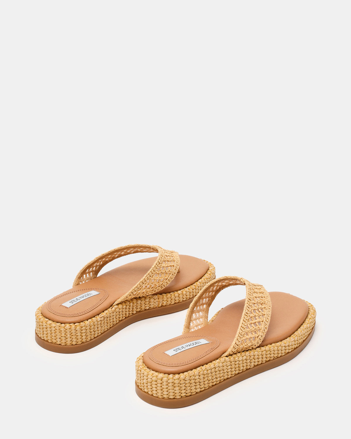 BELLA Natural Raffia Thong Square-Toe Platform Women's Sandal - Steve Madden