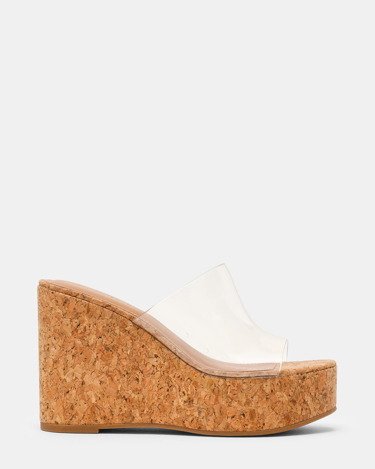 CASSI Cork Clear Platform Raffia Wedge Women's Sandal - Steve Madden