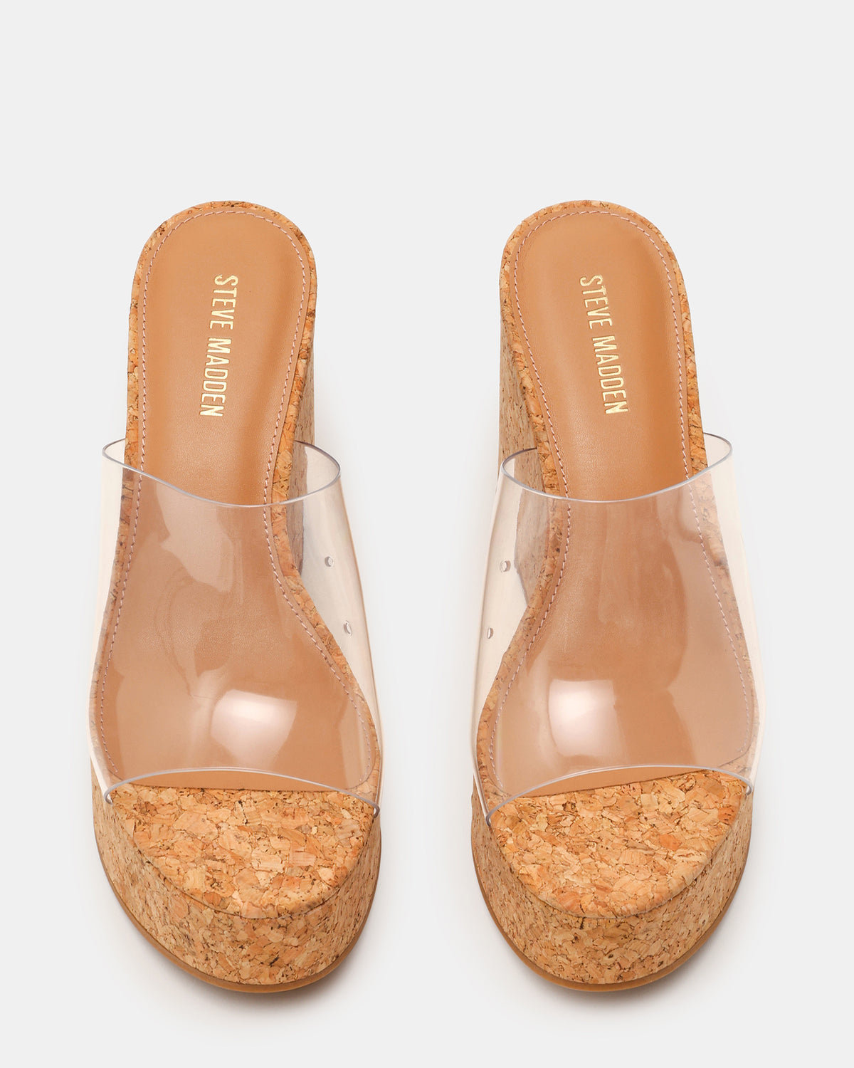 CASSI Cork Clear Platform Raffia Wedge Women's Sandal - Steve Madden