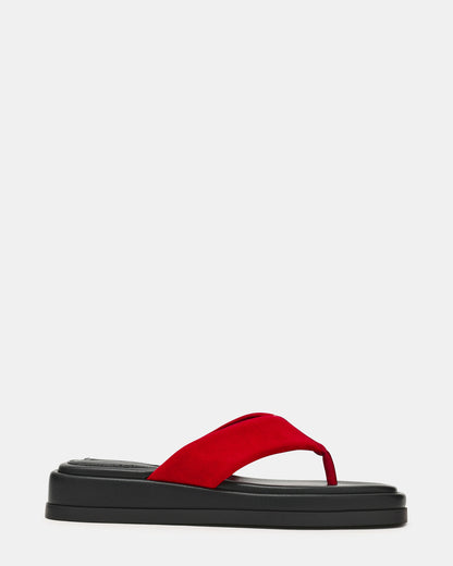 BELLA Red Suede Thong Square-Toe Platform Women's Sandal - Steve Madden