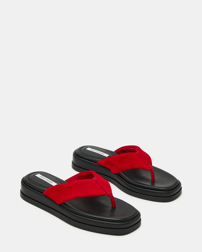 BELLA Red Suede Thong Square-Toe Platform Women's Sandal - Steve Madden