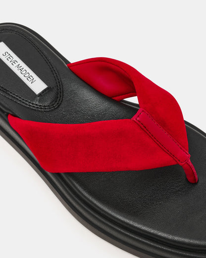 BELLA Red Suede Thong Square-Toe Platform Women's Sandal - Steve Madden