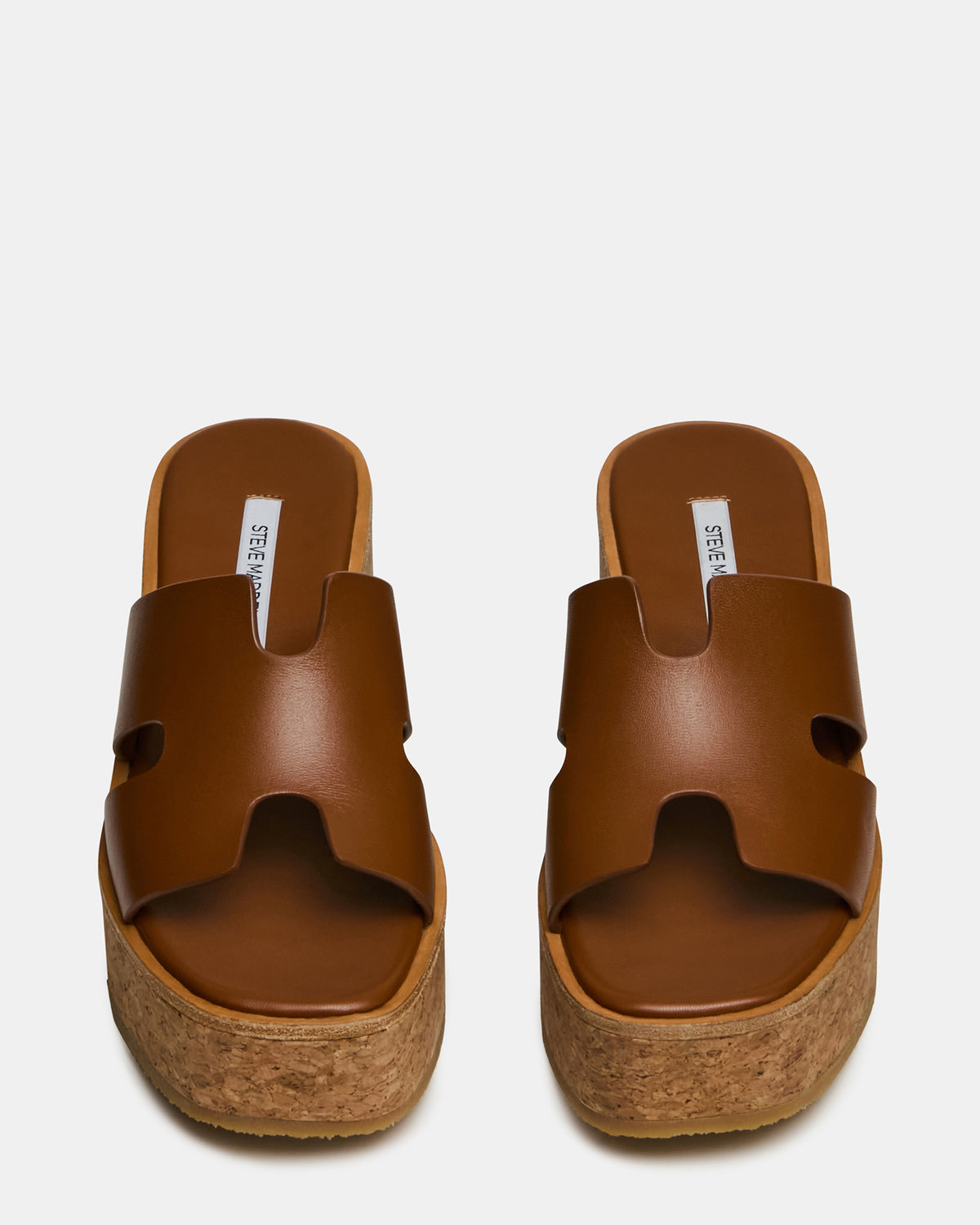 HARMONY Cognac Leather Wedge Mule Cork Platform Women's Sandal - Steve Madden