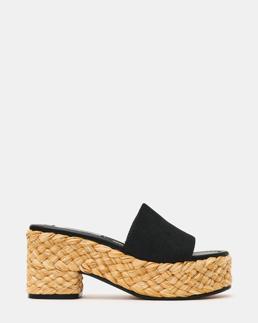DOCK Raffia Black Platform Mule Women's Sandal - Steve Madden
