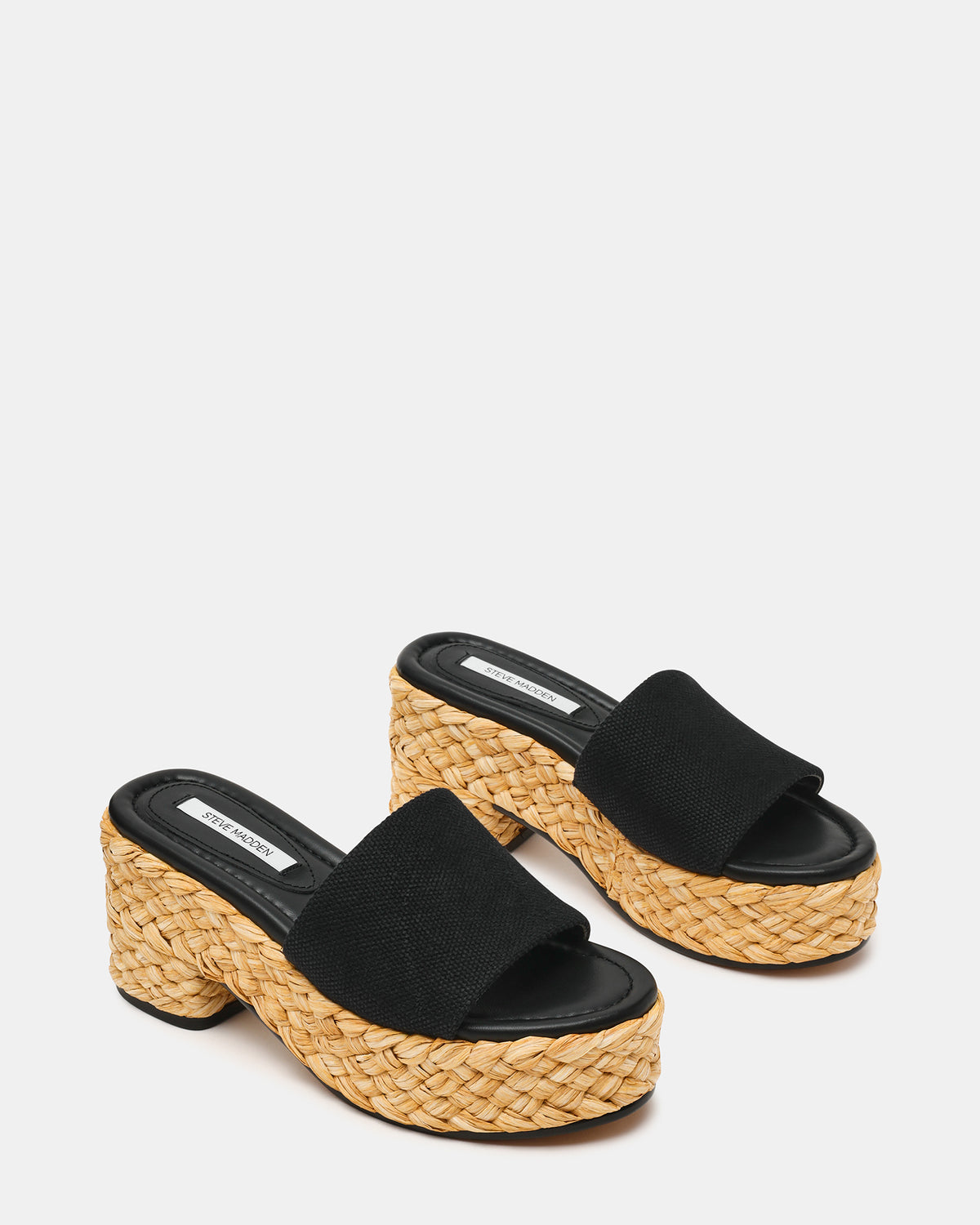 DOCK Raffia Black Platform Mule Women's Sandal - Steve Madden
