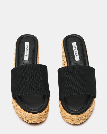 DOCK Raffia Black Platform Mule Women's Sandal - Steve Madden