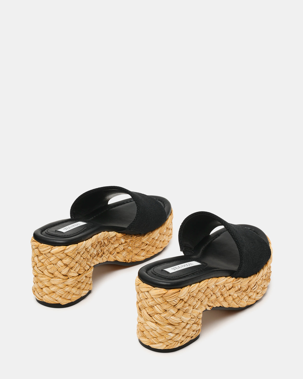 DOCK Raffia Black Platform Mule Women's Sandal - Steve Madden