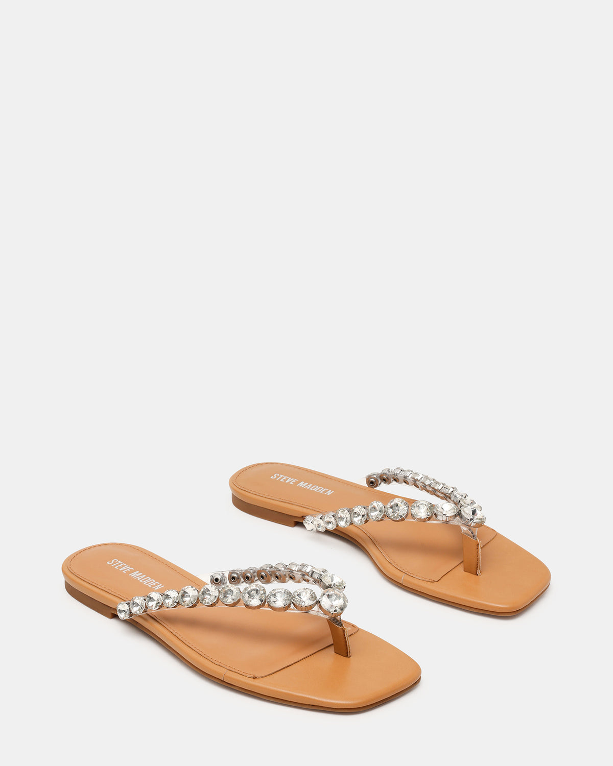 MARBLE Rhinestones Silver Multi Thong Square-Toe Women's Sandal - Steve Madden