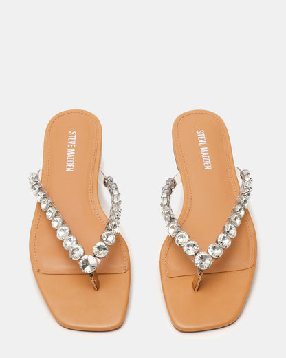 MARBLE Rhinestones Silver Multi Thong Square-Toe Women's Sandal - Steve Madden