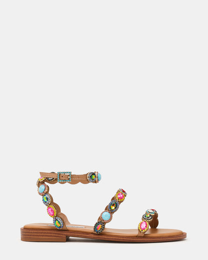 TAWNIE Bright Multi Stone Strappy Ankle Strap Women's Sandal - Steve Madden