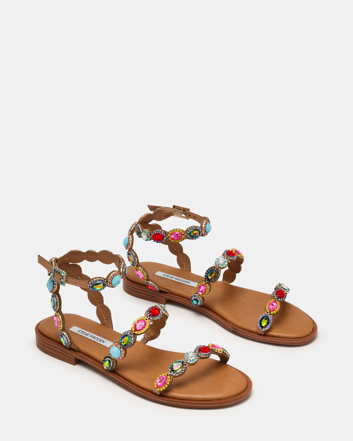 TAWNIE Bright Multi Stone Strappy Ankle Strap Women's Sandal - Steve Madden