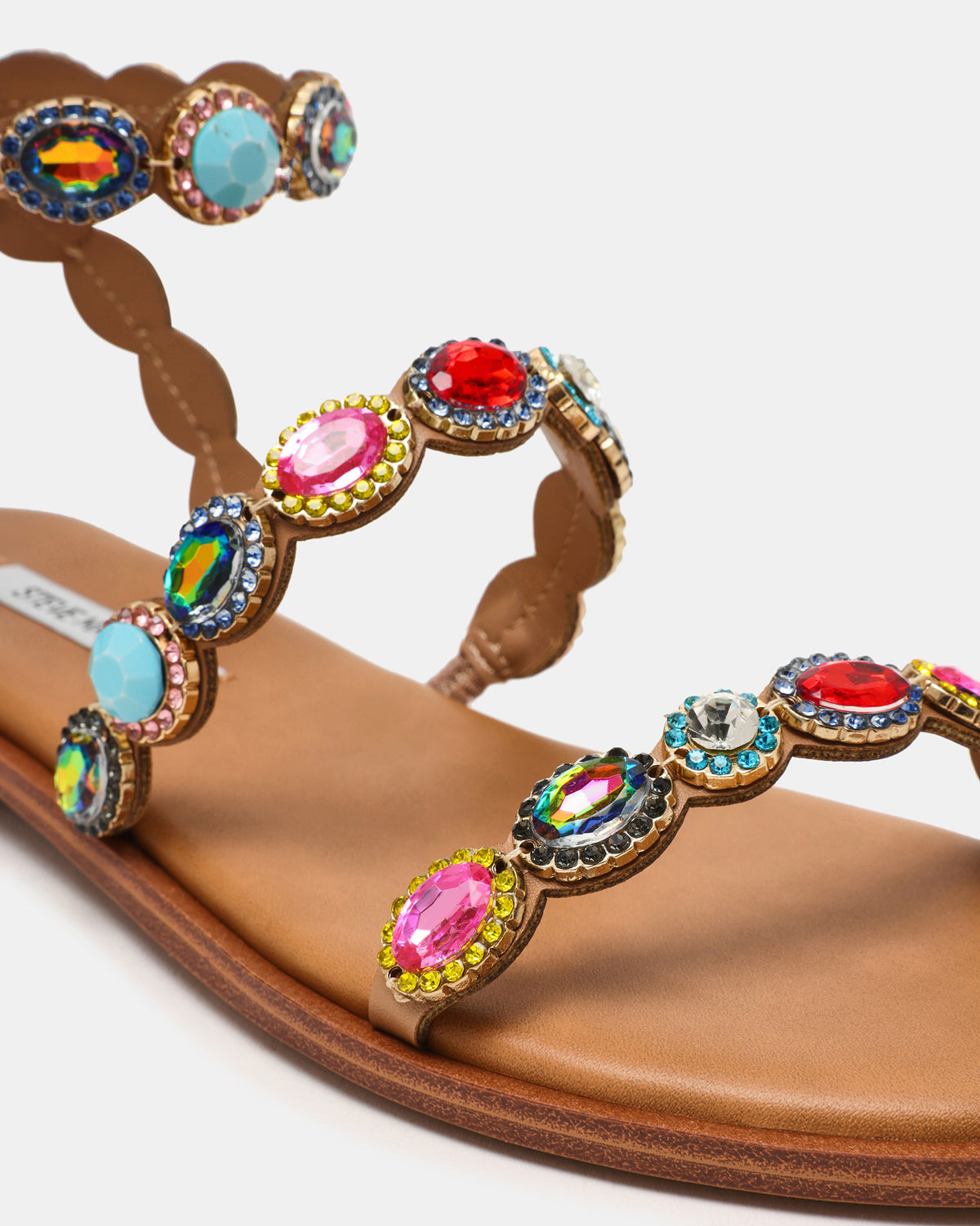 TAWNIE Bright Multi Stone Strappy Ankle Strap Women's Sandal - Steve Madden