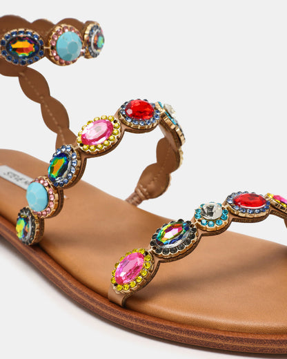 TAWNIE Bright Multi Stone Strappy Ankle Strap Women's Sandal - Steve Madden
