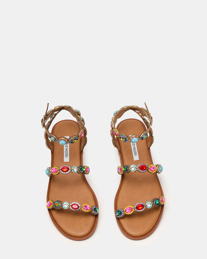 TAWNIE Bright Multi Stone Strappy Ankle Strap Women's Sandal - Steve Madden