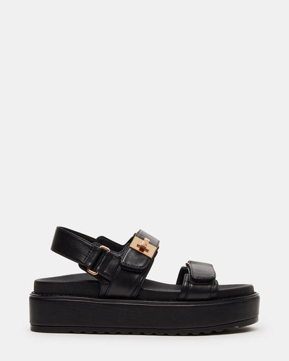 BIGMONA Black Leather Women's Platform Sandal - Steve Madden