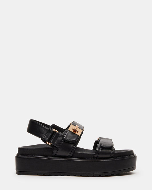 BIGMONA Black Leather Women's Platform Sandal - Steve Madden