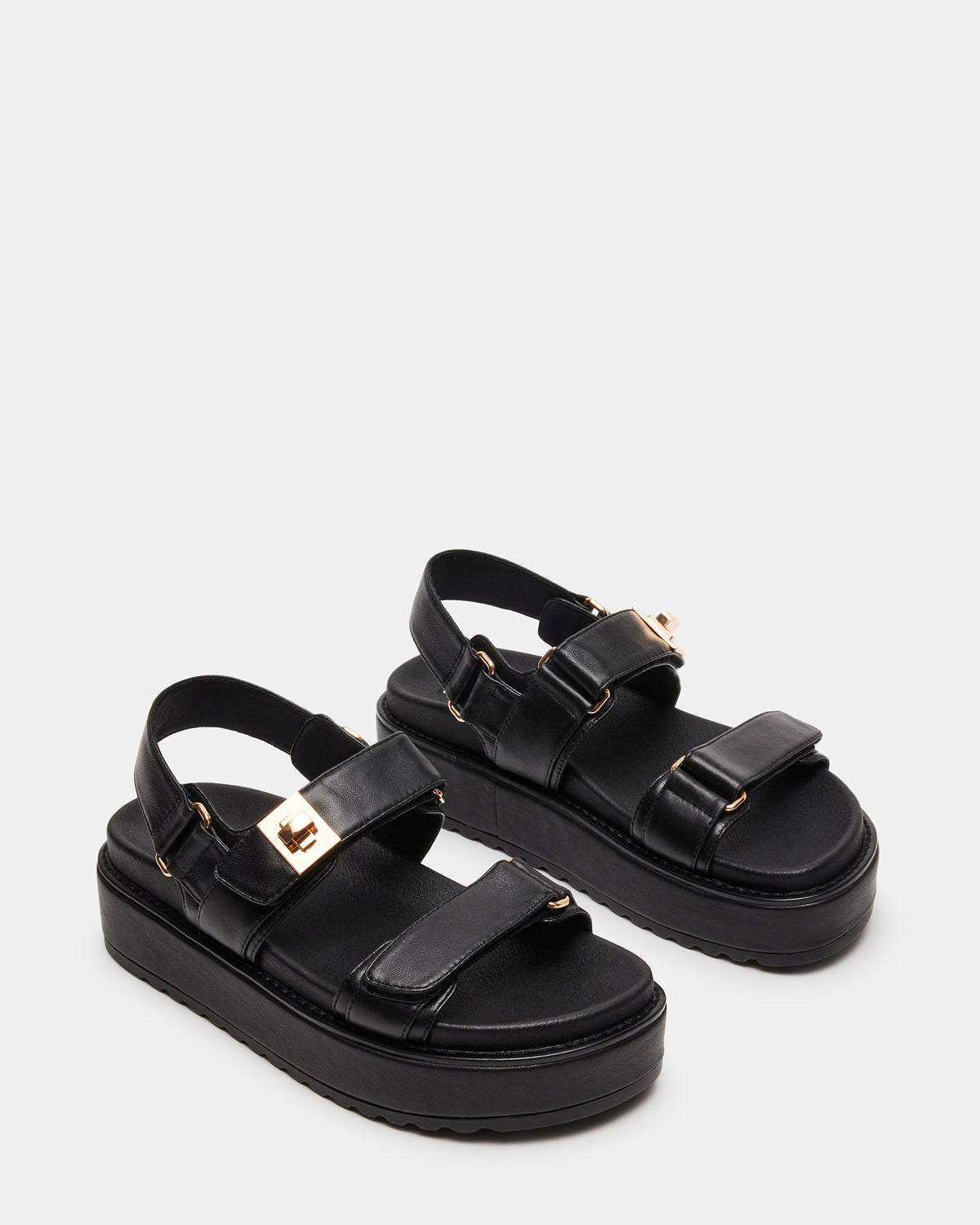 BIGMONA Black Leather Women's Platform Sandal - Steve Madden