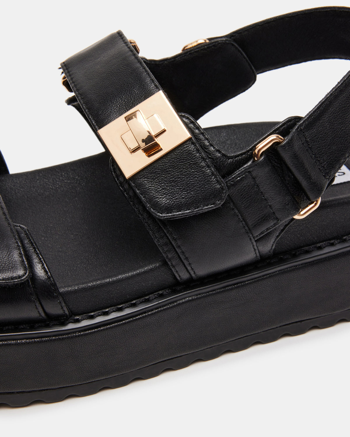 BIGMONA Black Leather Women's Platform Sandal - Steve Madden