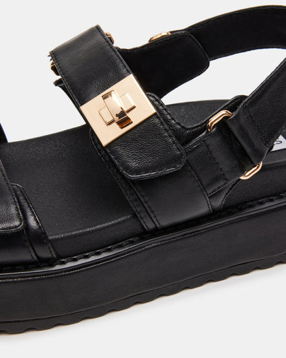 BIGMONA Black Leather Women's Platform Sandal - Steve Madden