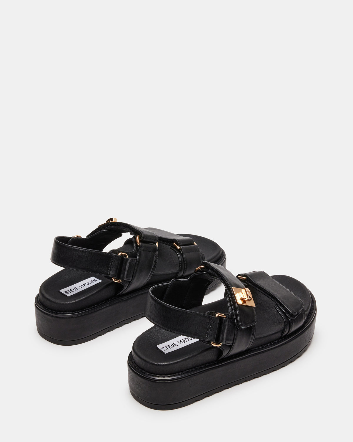 BIGMONA Black Leather Women's Platform Sandal - Steve Madden