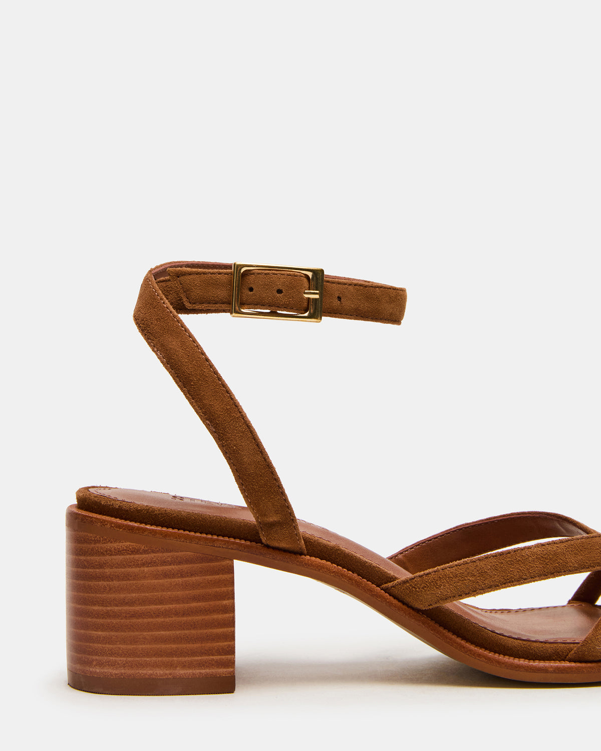 TILLY Chestnut Suede Square-Toe Block Heel Strappy Women's Sandal - Steve Madden