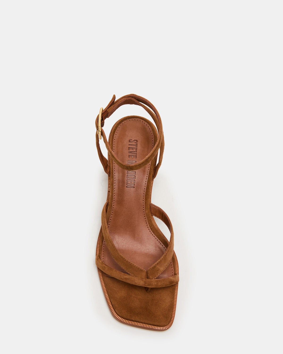 TILLY Chestnut Suede Square-Toe Block Heel Strappy Women's Sandal - Steve Madden