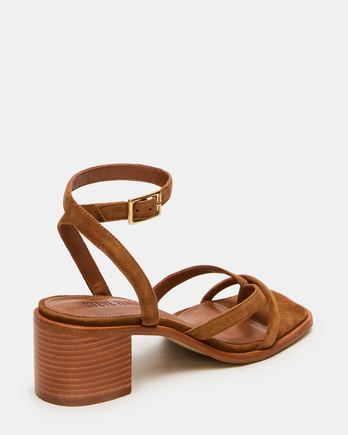 TILLY Chestnut Suede Square-Toe Block Heel Strappy Women's Sandal - Steve Madden