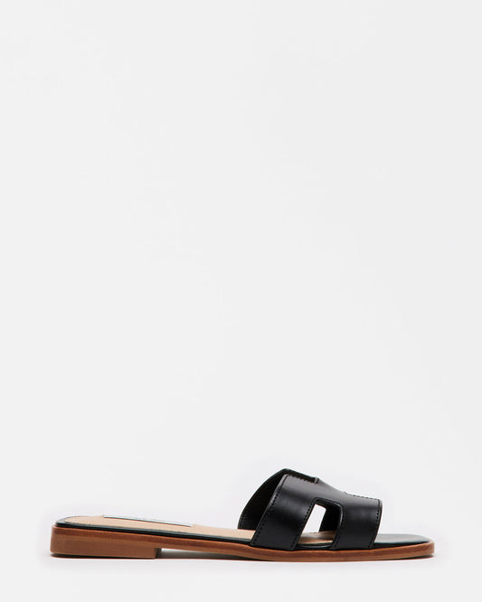 HADYN Black Leather Sandal | Women's Designer Sandals - Steve Madden