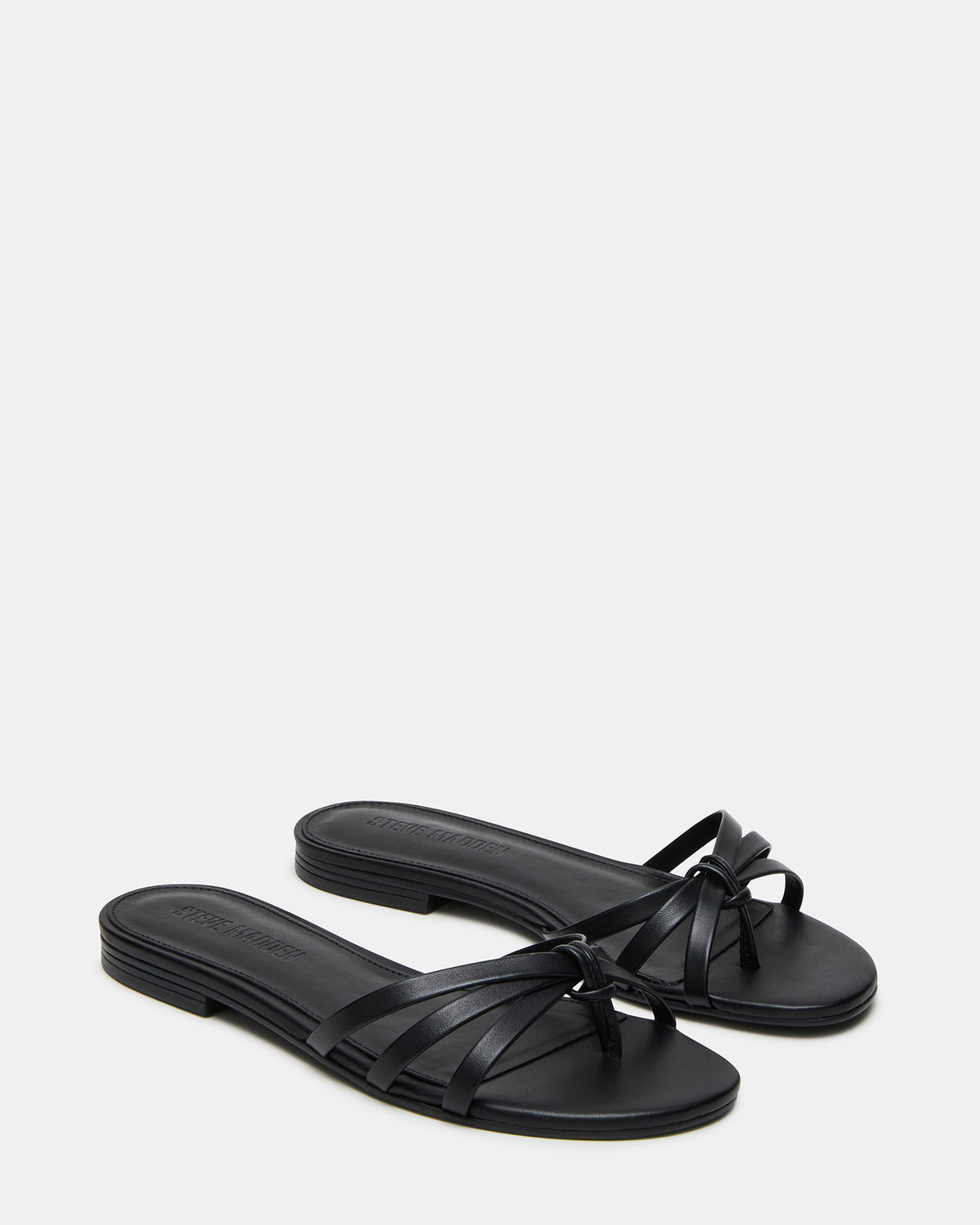 CALISSI Black Leather Strappy Slide Women's Sandal - Steve Madden