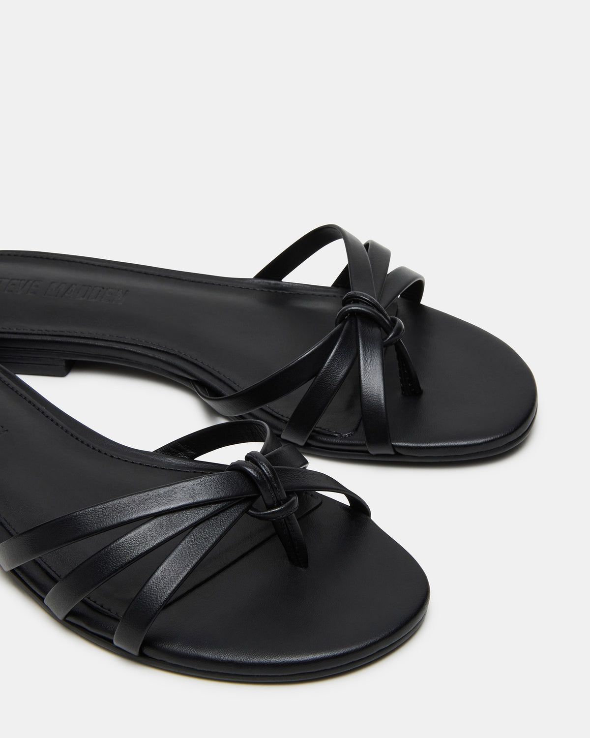 CALISSI Black Leather Strappy Slide Women's Sandal - Steve Madden