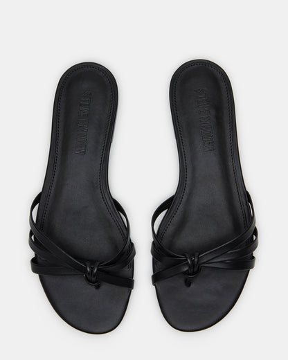 CALISSI Black Leather Strappy Slide Women's Sandal - Steve Madden