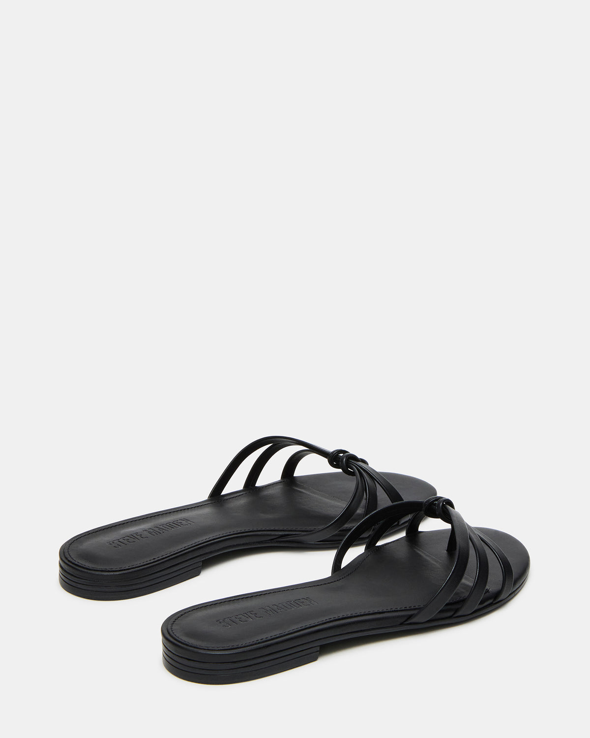 CALISSI Black Leather Strappy Slide Women's Sandal - Steve Madden
