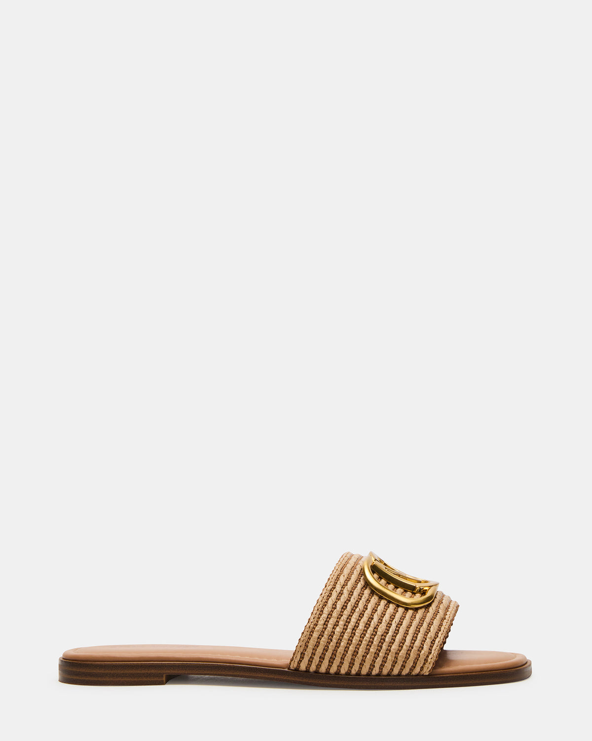 KORA Natural Raffia Gold Detail Slide Women's Sandal - Steve Madden