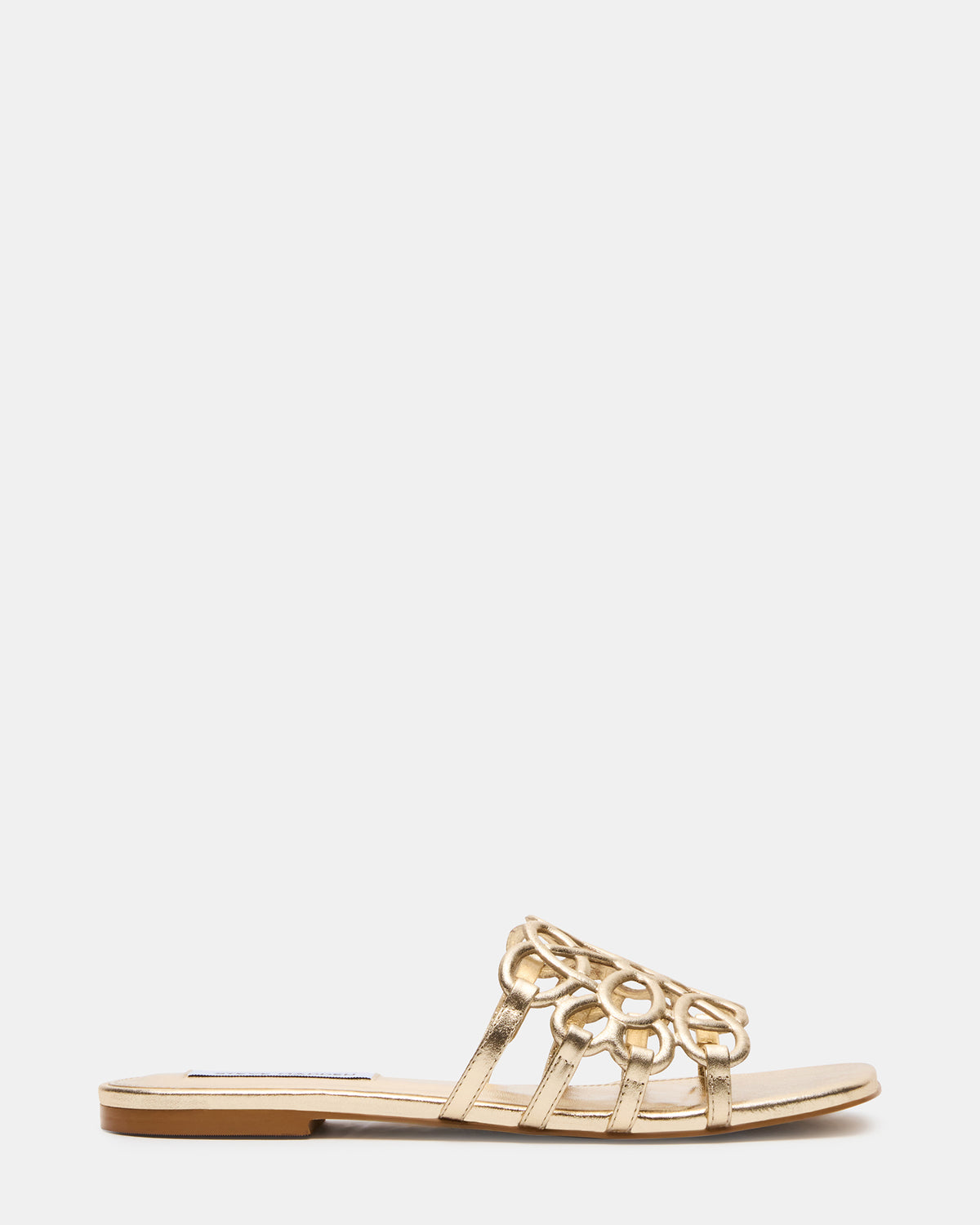LOTUS Gold Leather Square-Toe Slide Women's Sandal - Steve Madden