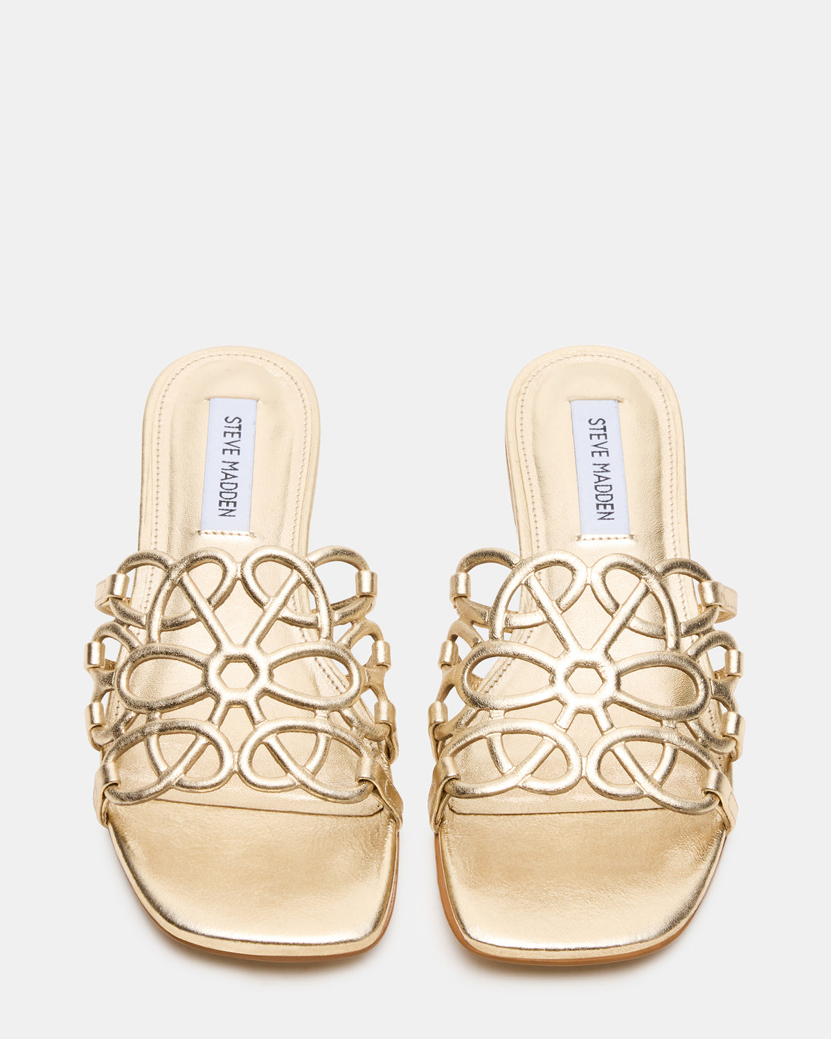 LOTUS Gold Leather Square-Toe Slide Women's Sandal - Steve Madden
