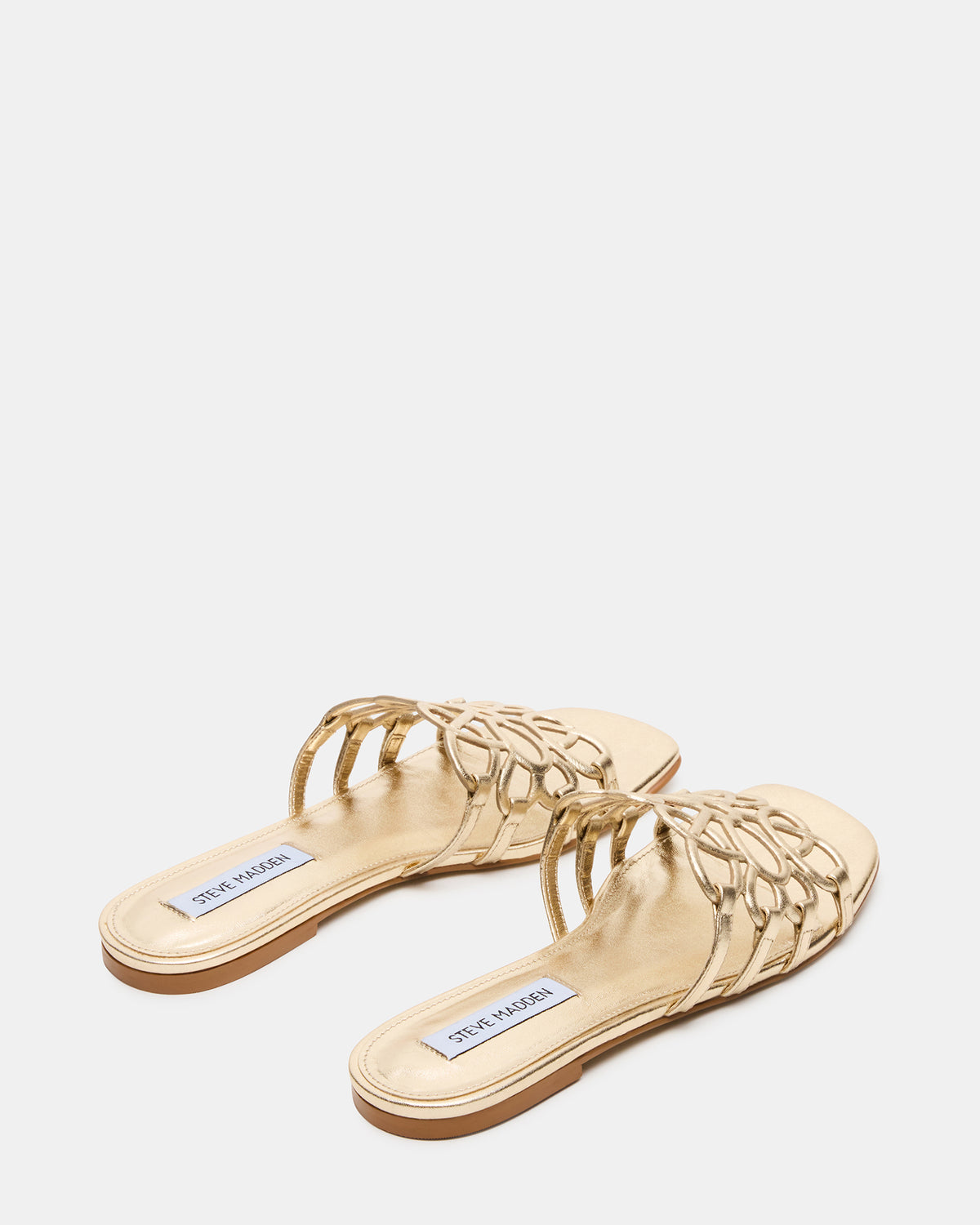 LOTUS Gold Leather Square-Toe Slide Women's Sandal - Steve Madden
