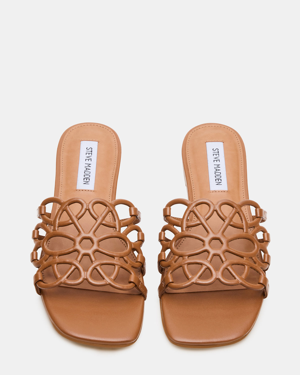LOTUS Tan Leather Square-Toe Slide Women's Sandal - Steve Madden