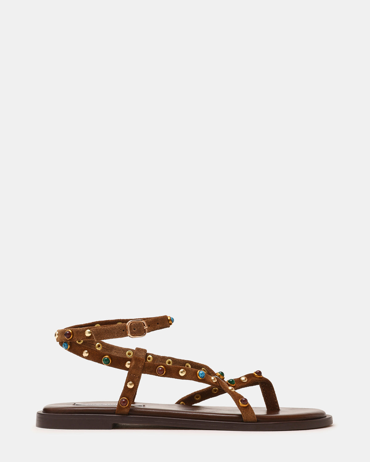 MATHIS Tan Suede Studded Embellished Strappy Thong Women's Sandal - Steve Madden