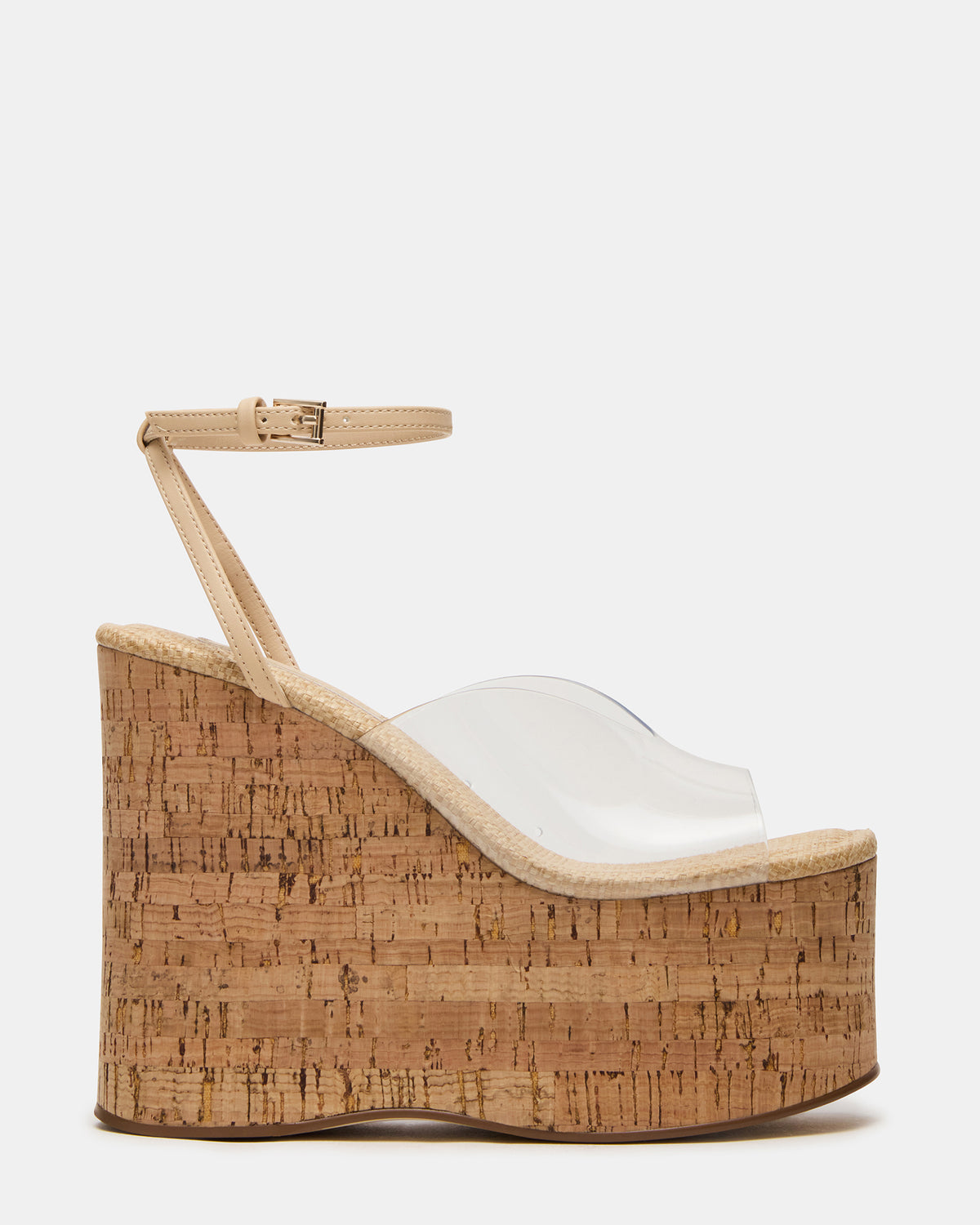 SINAI Clear Square-Toe Platform Wedge Strappy Women's Sandal - Steve Madden