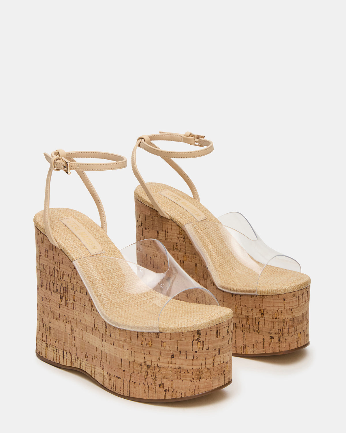SINAI Clear Square-Toe Platform Wedge Strappy Women's Sandal - Steve Madden