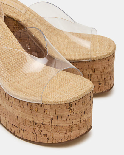SINAI Clear Square-Toe Platform Wedge Strappy Women's Sandal - Steve Madden