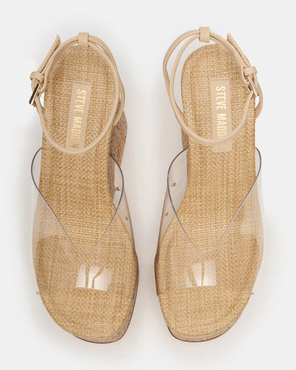 SINAI Clear Square-Toe Platform Wedge Strappy Women's Sandal - Steve Madden
