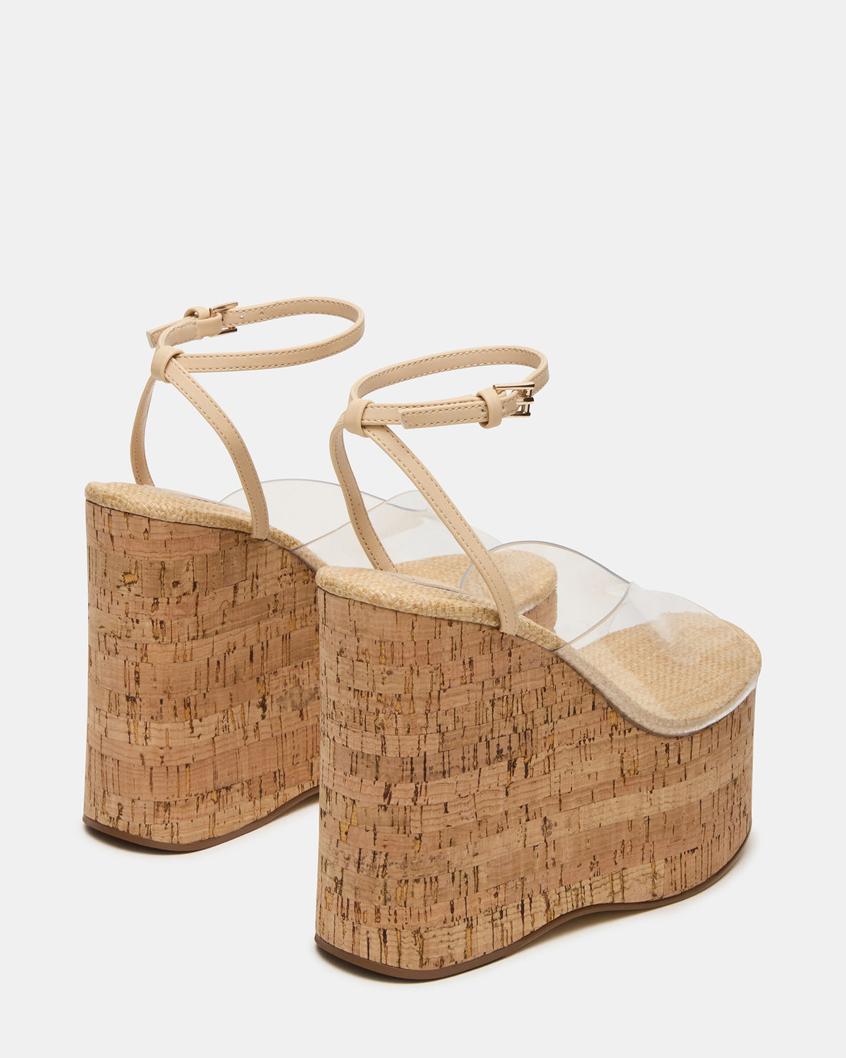 SINAI Clear Square-Toe Platform Wedge Strappy Women's Sandal - Steve Madden