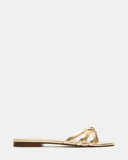 CALISSI Champagne Leather Strappy Women's Slide Sandal - Steve Madden