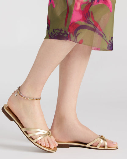 CALISSI Champagne Leather Strappy Women's Slide Sandal - Steve Madden