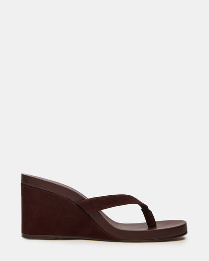 PLAYING Brown Suede Thong Wedge Women's Sandal - Steve Madden