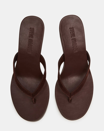 PLAYING Brown Suede Thong Wedge Women's Sandal - Steve Madden