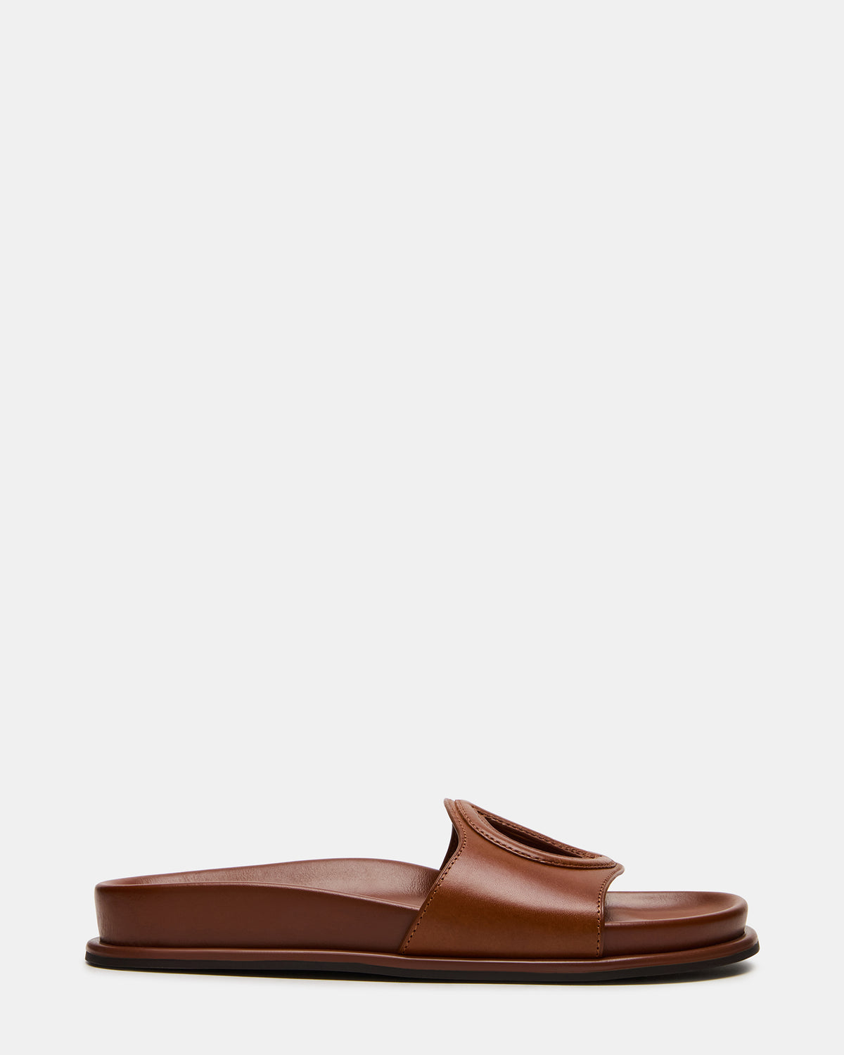ZOSIA Cognac Leather Cut-Out Slide Footbed Women's Sandal - Steve Madden