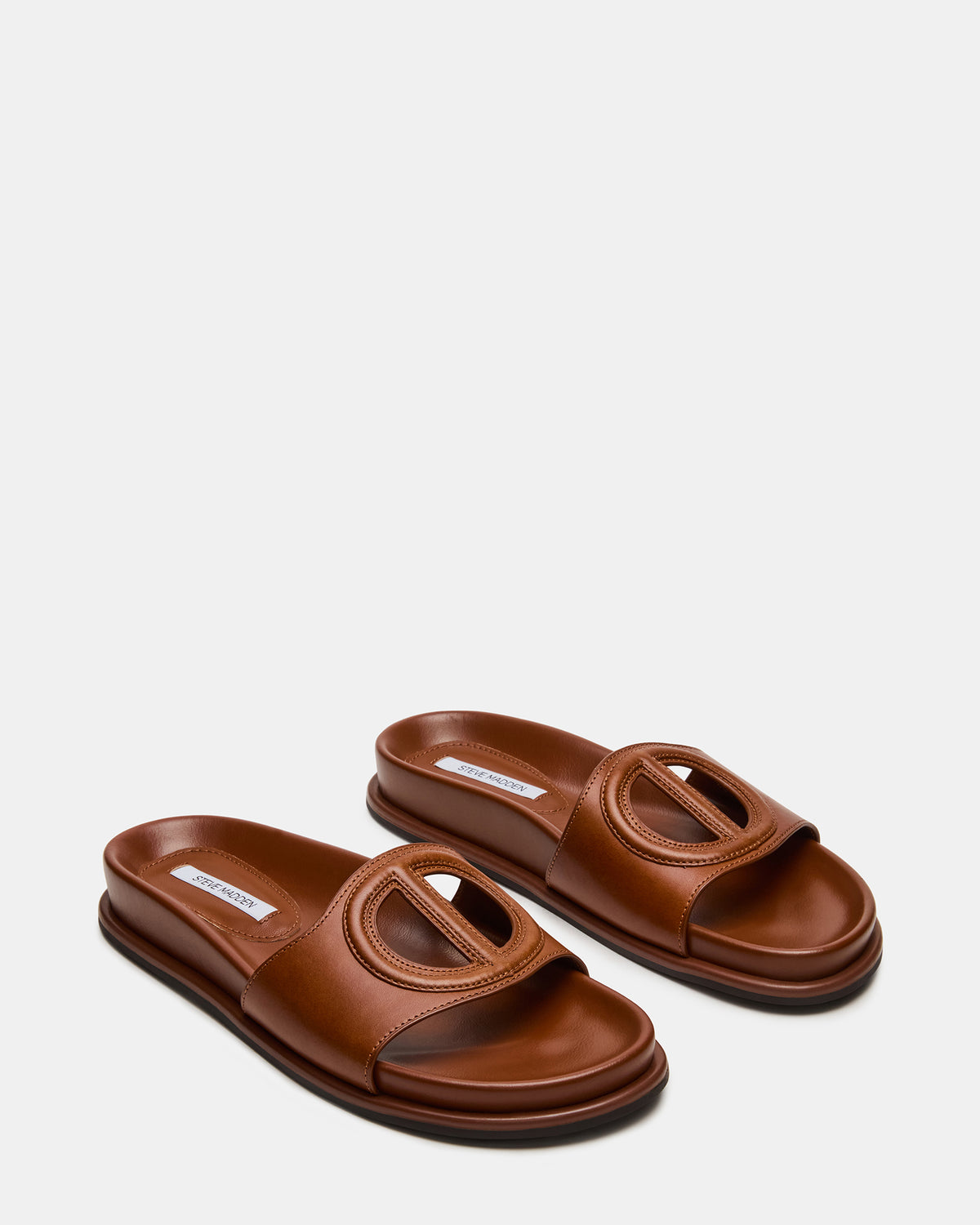 ZOSIA Cognac Leather Cut-Out Slide Footbed Women's Sandal - Steve Madden