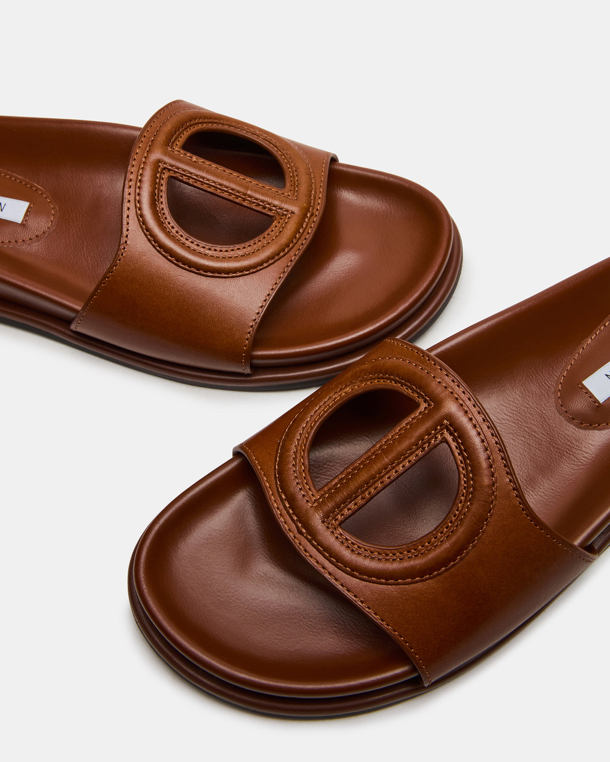 ZOSIA Cognac Leather Cut-Out Slide Footbed Women's Sandal - Steve Madden